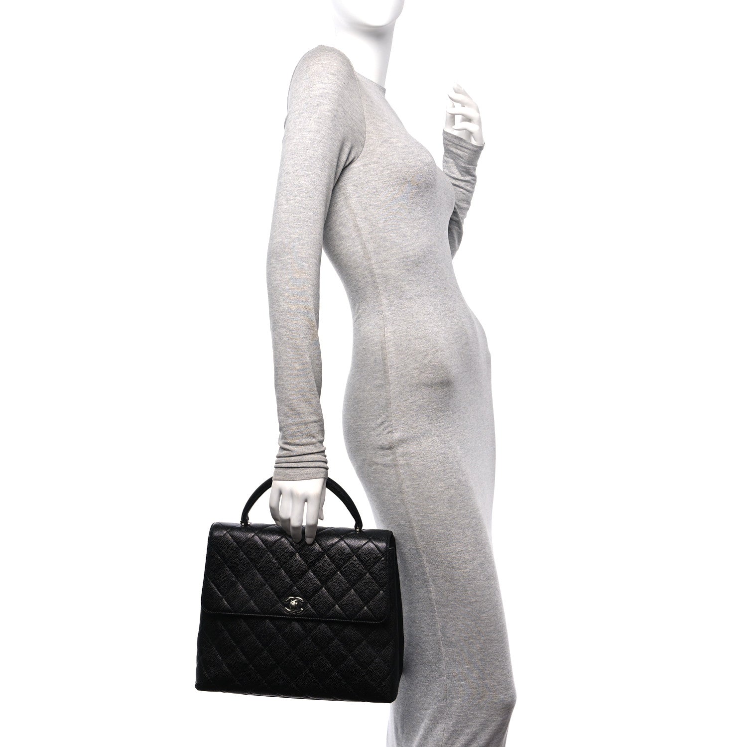 Chanel Caviar Quilted Jumbo Kelly Flap Black 2 of 12