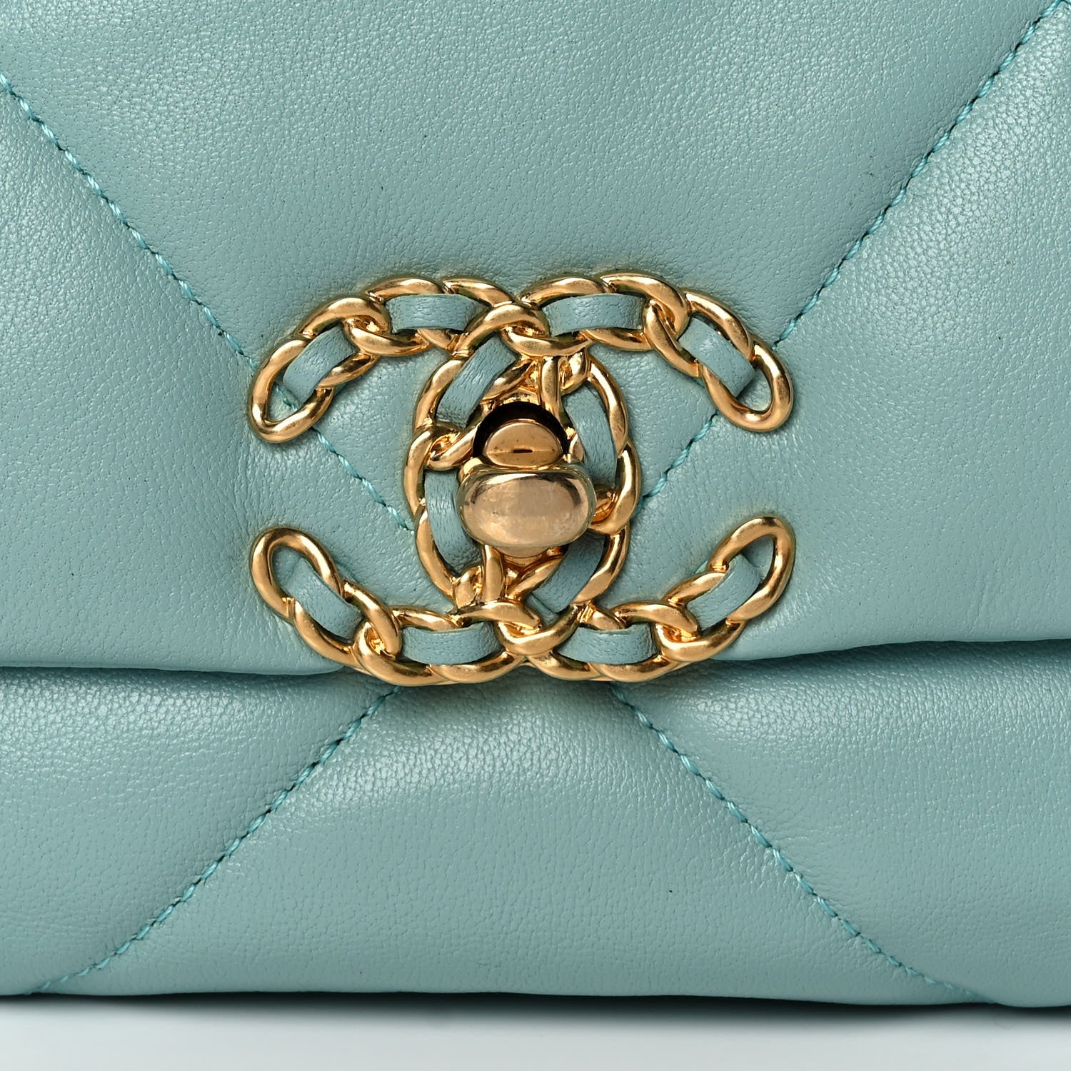 Chanel Shiny Lambskin Quilted Medium Chanel 19 Flap Light Blue 10 of 11