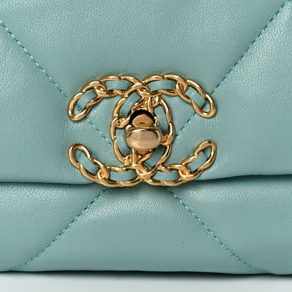 Chanel Shiny Lambskin Quilted Medium Chanel 19 Flap Light Blue 10 of 11
