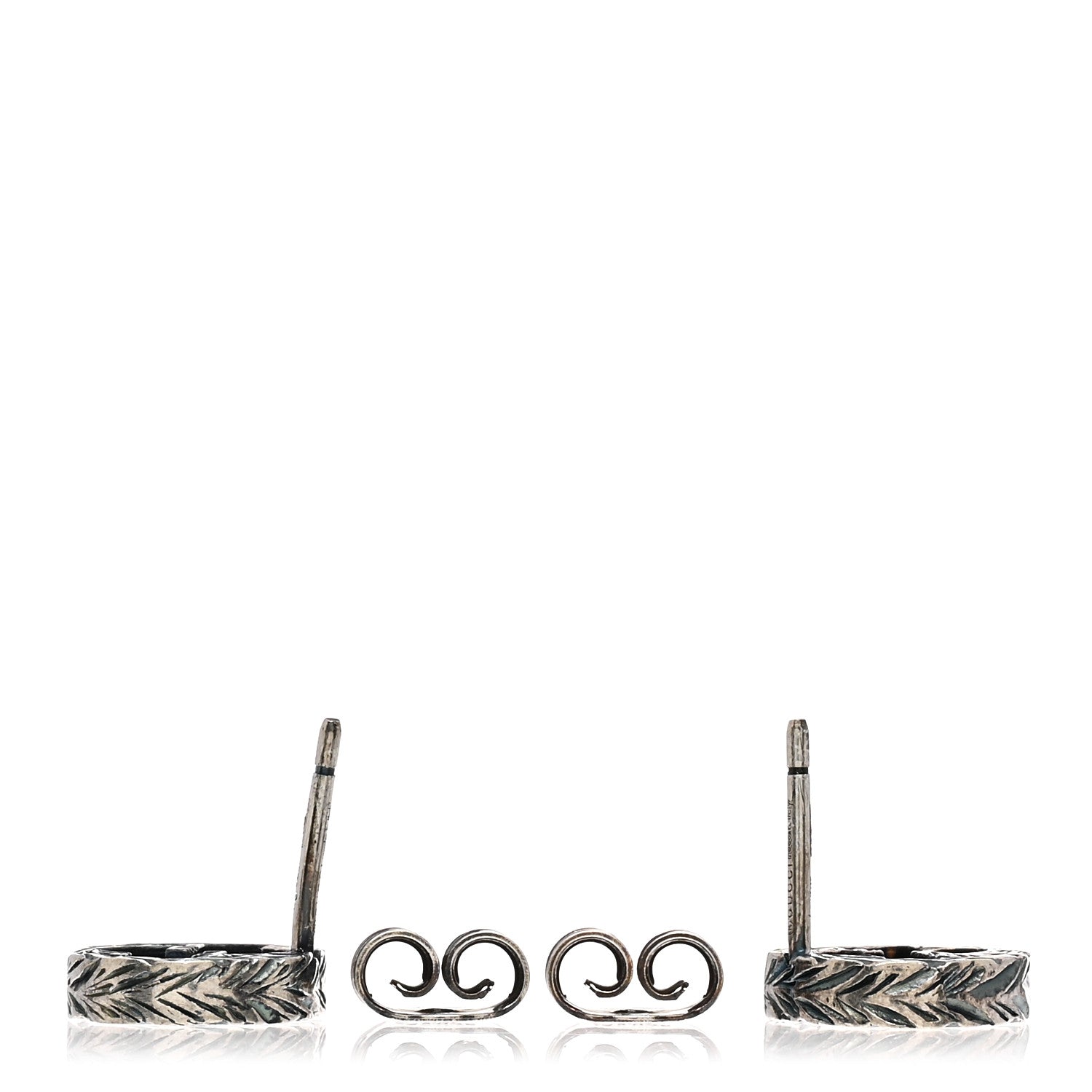 Gucci Sterling Silver Textured Interlocking G Stud Earrings 3 of 4