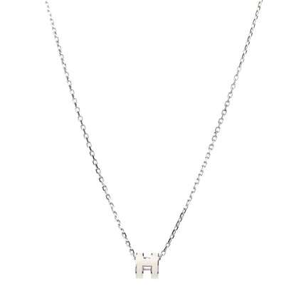 Hermes Lacquered Palladium Mini Pop H Pendant Necklace White 1 of 4