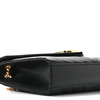 Saint Laurent Grain De Poudre Matelasse Chevron Medium Monogram Satchel Black 7 of 9