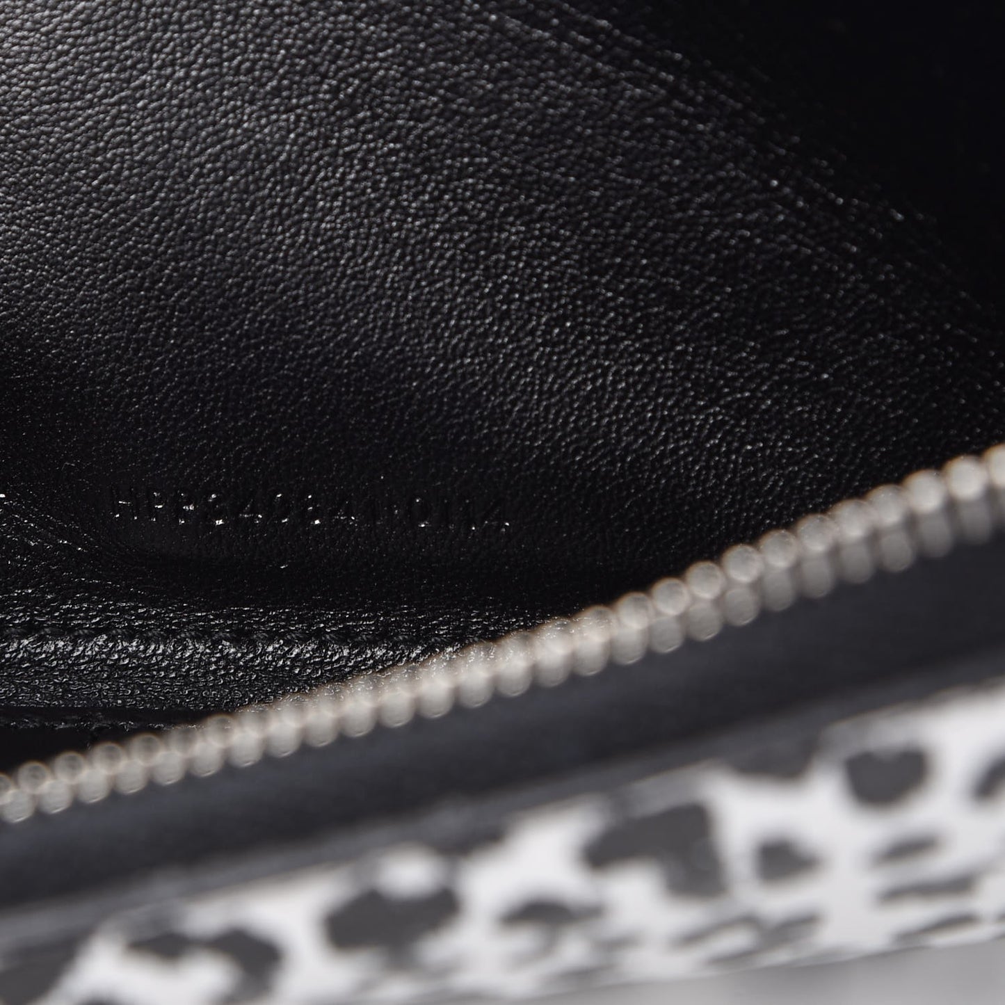 Calfskin Printed Leopard Classic Letters Zip Around Wallet White