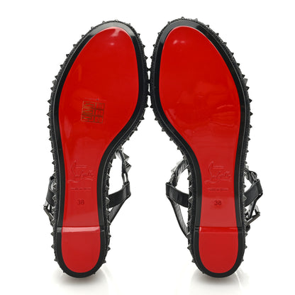 Christian Louboutin Kid Laminato Satin Pyraclou 60 Platform Sandals 38 Black 5 of 7