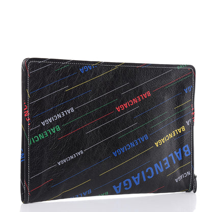 Balenciaga Agneau Arena Logo Multicolor Print Bazar Pouch Black Multicolor 3 of 6