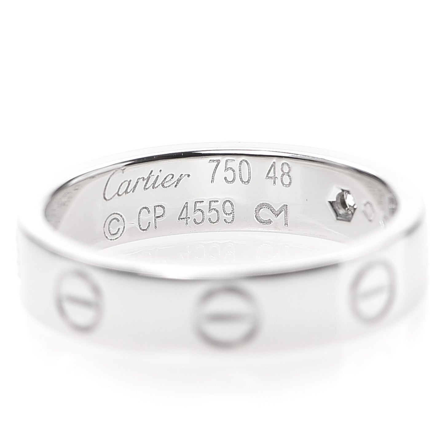18K White Gold Diamond 4mm LOVE Wedding Band Ring 48 4.5