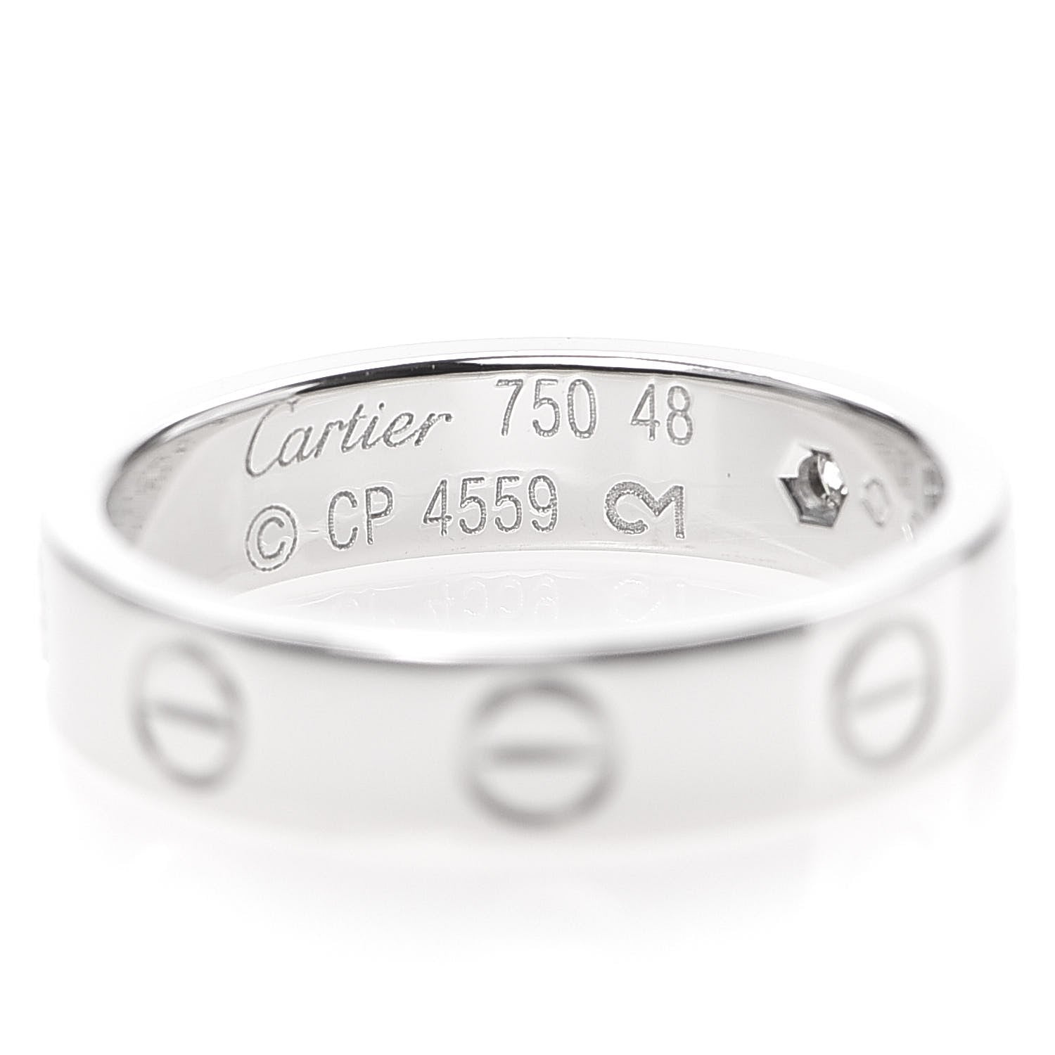 Cartier 18K White Gold Diamond 4mm LOVE Wedding Band Ring 48 4.5 4 of 4