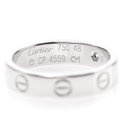 Cartier 18K White Gold Diamond 4mm LOVE Wedding Band Ring 48 4.5 4 of 4