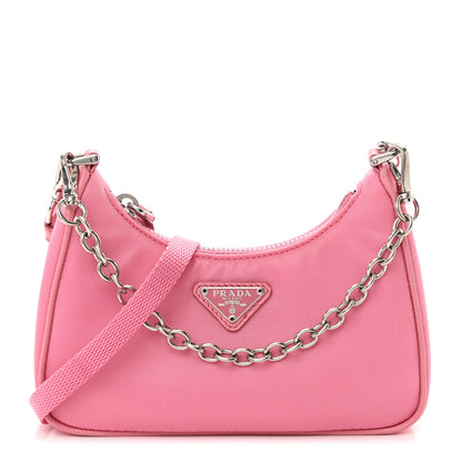 Prada Tessuto Nylon Saffiano Mini Re-Edition 2000 Shoulder Bag Begonia 1 of 12