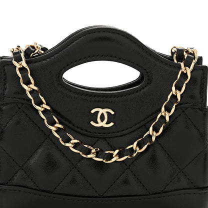Chanel Shiny Lambskin Quilted Micro 31 Clutch With Chain Black 8 of 12