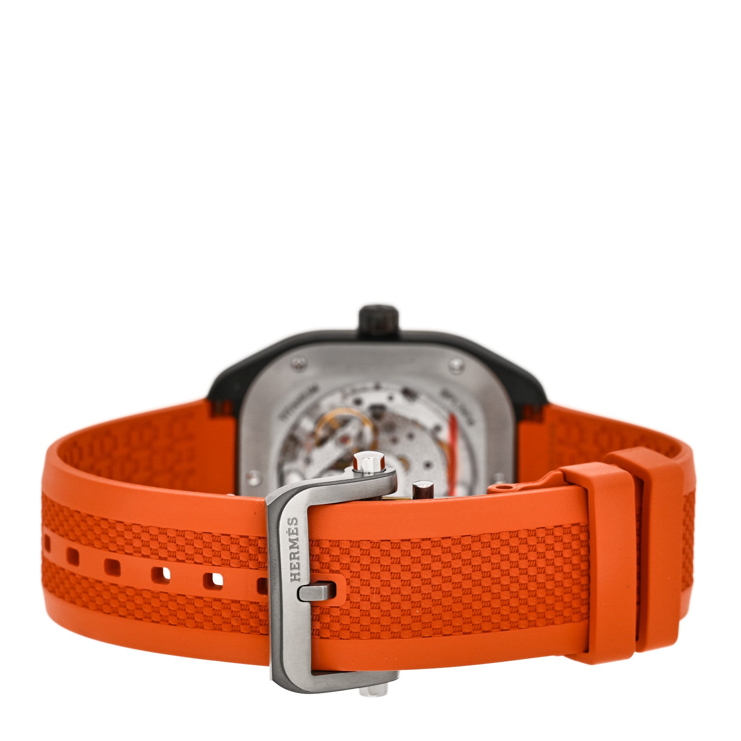 Hermes DLC Coated Titanium Rubber 39mm H08 Automatic Watch Orange 3 of 5
