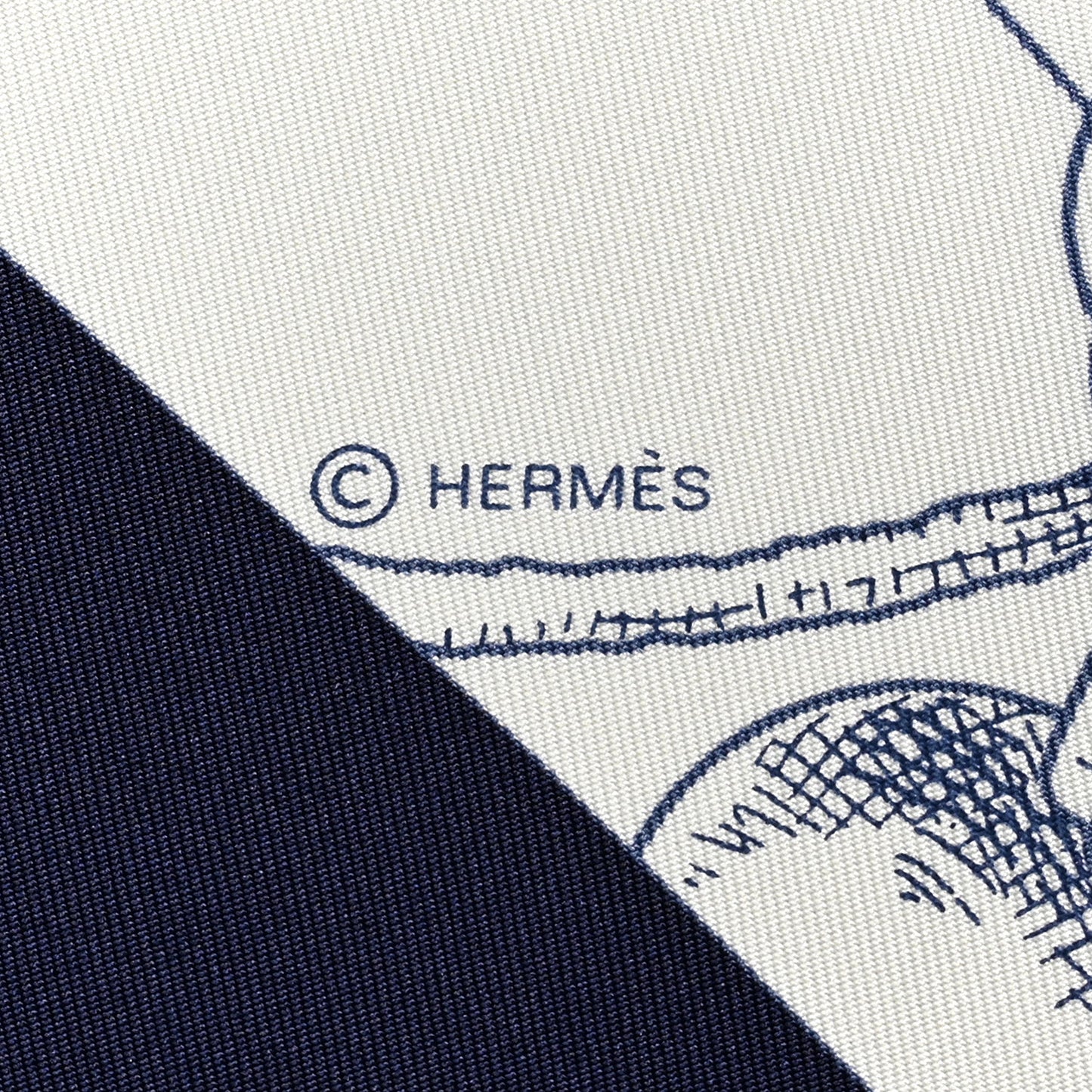 Silk L Instruction Du Roy Scarf 90 Marine White Or