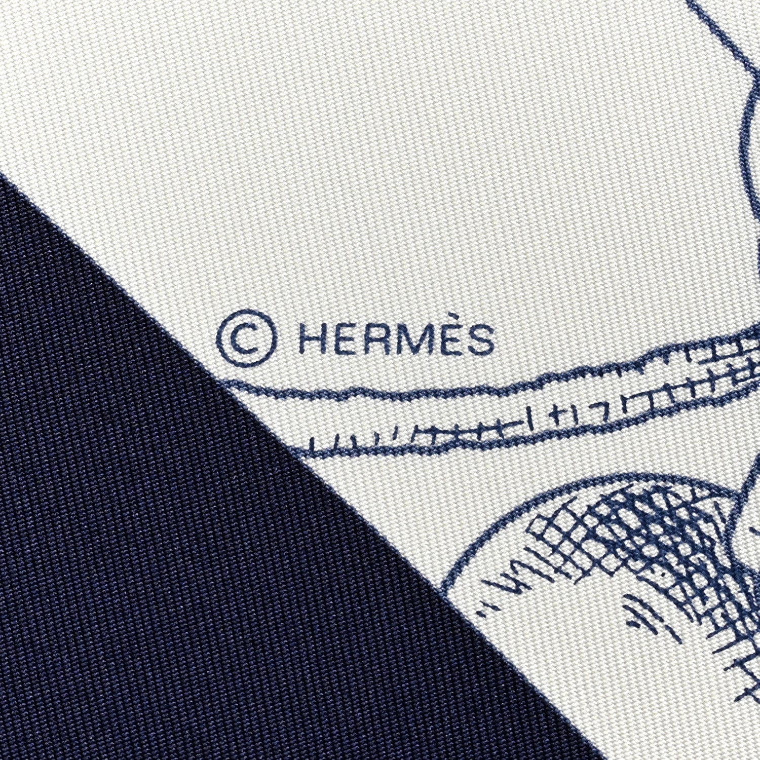Hermes Silk L Instruction Du Roy Scarf 90 Marine White Or 5 of 6