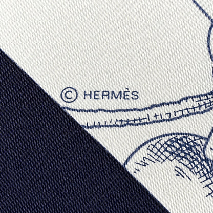 Hermes Silk L Instruction Du Roy Scarf 90 Marine White Or 5 of 6