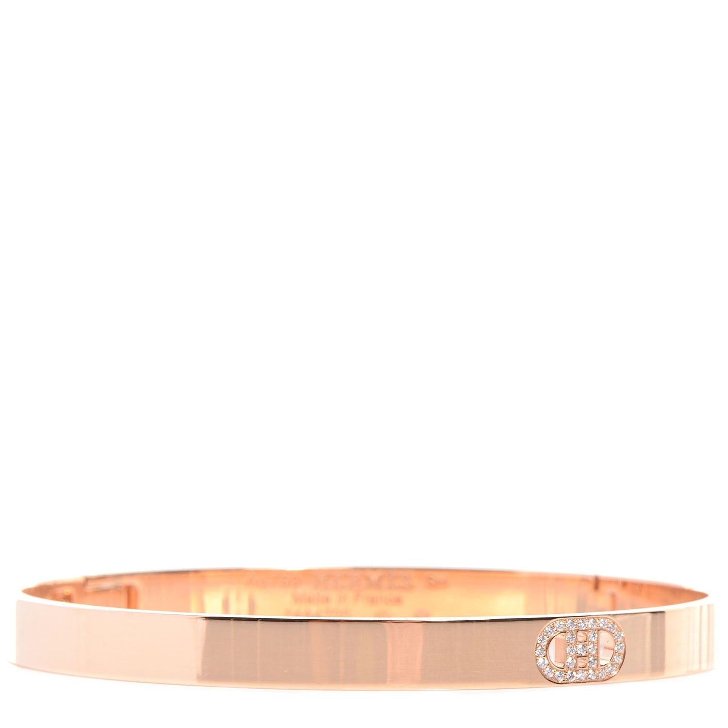 Hermes 18K Rose Gold Diamond PM H D'Ancre Bracelet SH 1 of 6