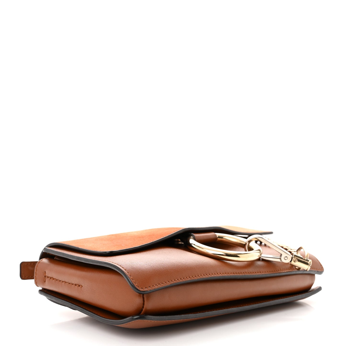 Suede Calfskin Small Faye Shoulder Bag Tobacco