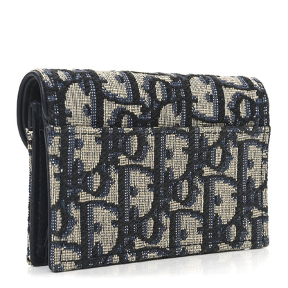Christian Dior Oblique Saddle Card Holder Blue 3 of 6