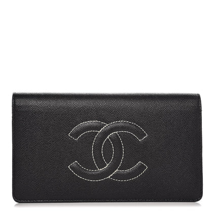 Chanel Caviar Stich Timeless CC Yen Wallet Black 1 of 10