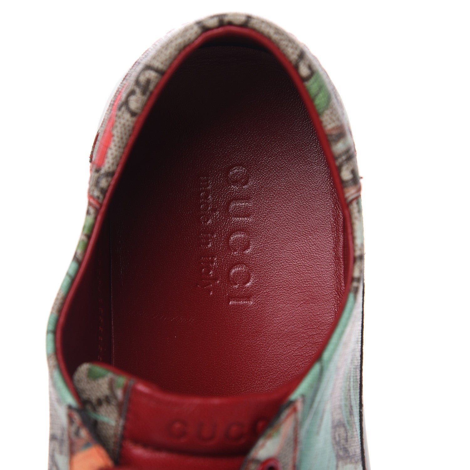 Gucci GG Supreme Monogram Tian Mens Low Top Sneakers 10.5 Beige Multicolor Red 6 of 9