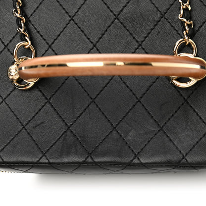 Chanel Lambskin Flat Quilted Knock On Wood Large Vanity Case Black 11 of 12