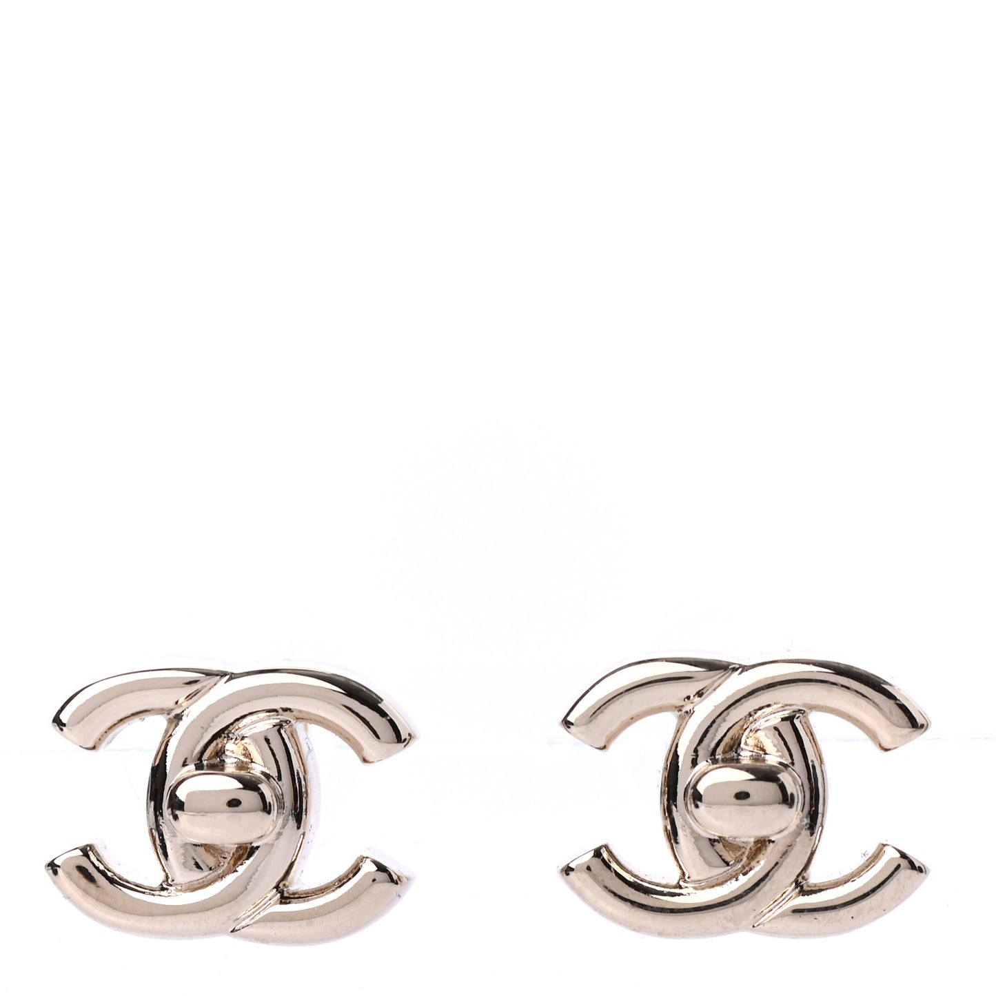 Metal CC Turnlock Earrings Gold
