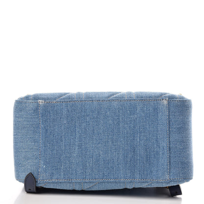 Gucci Kura Denim Matelasse Cubic Pearl Studded GG Marmont Dome Backpack Blue 5 of 13