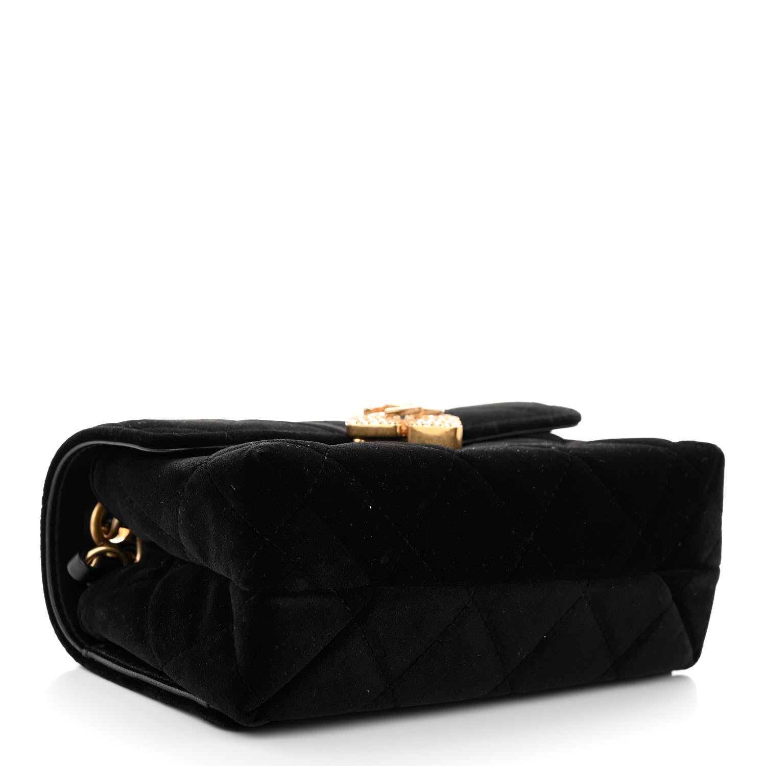 Chanel Velvet Strass Diamond Lock Flap Black 5 of 11