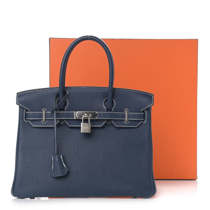 Hermes Togo Bi-Color Birkin 30 Bleu de Malte Ciel 12 of 12
