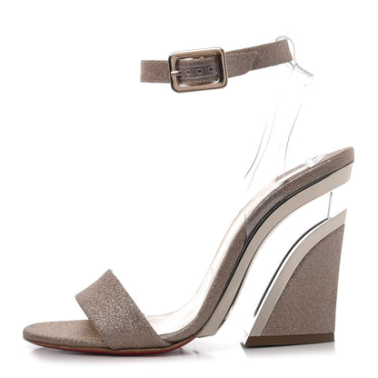 Christian Louboutin PVC Glitter Levitallo 100 Sandals 39 Nude 1 of 12