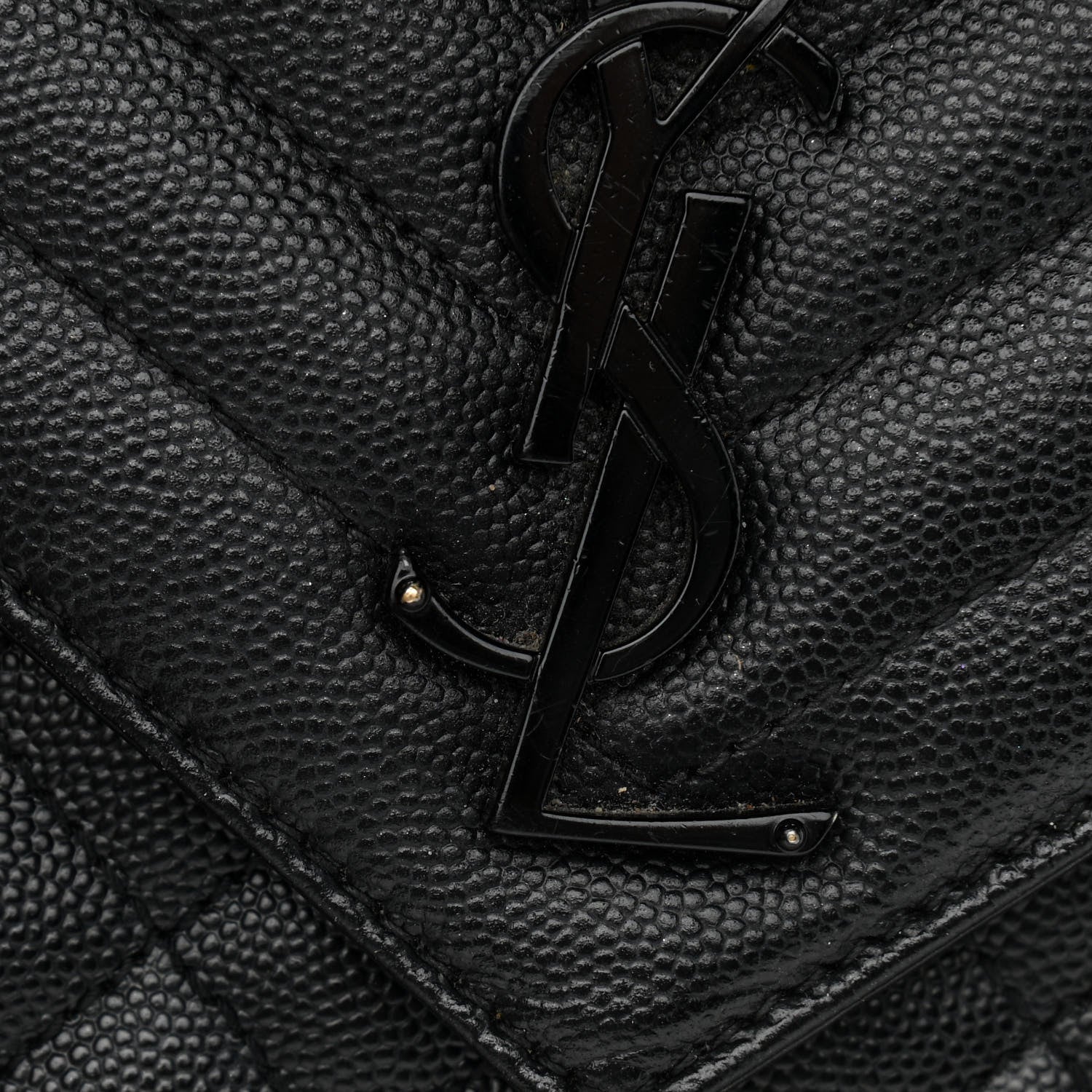 Saint Laurent Grain De Poudre Textured Mixed Matelasse Triquilt Medium Monogram Satchel Black 13 of 16