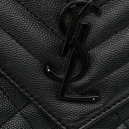 Saint Laurent Grain De Poudre Textured Mixed Matelasse Triquilt Medium Monogram Satchel Black 13 of 16