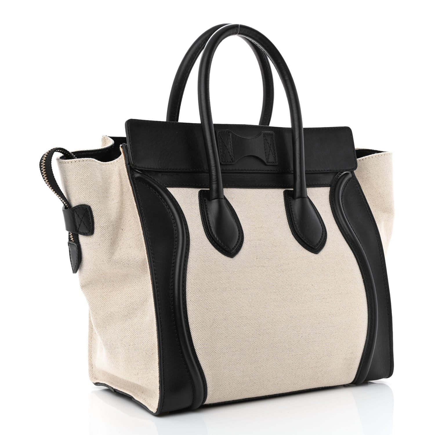 Celine Natural Canvas Smooth Calfskin Mini Luggage Cream 3 of 10