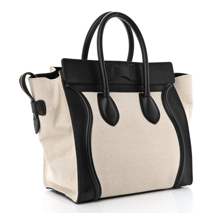 Celine Natural Canvas Smooth Calfskin Mini Luggage Cream 3 of 10