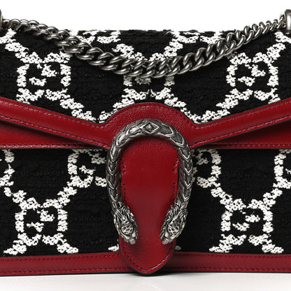 Gucci Tweed GG Monogram Small Dionysus Shoulder Bag Black White Romantic Cherry 8 of 12