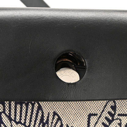 Hermes Vache Hunter Toile H Pegase Pop Herbag Zip Retourne 31 PM Bleu Indigo Ecru Black 12 of 13