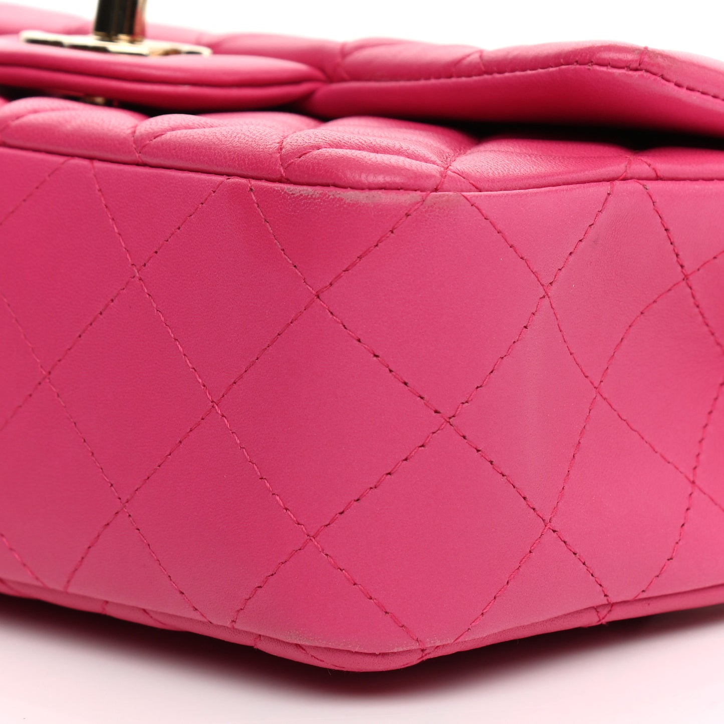 Lambskin Quilted Mini Rectangular Flap Fuchsia