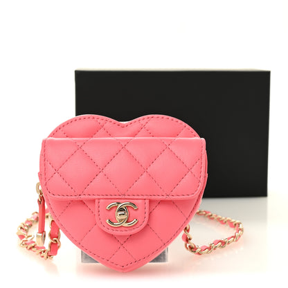 Chanel Lambskin Quilted CC In Love Heart Waist Belt Bag With Chain Pink 11 of 11
