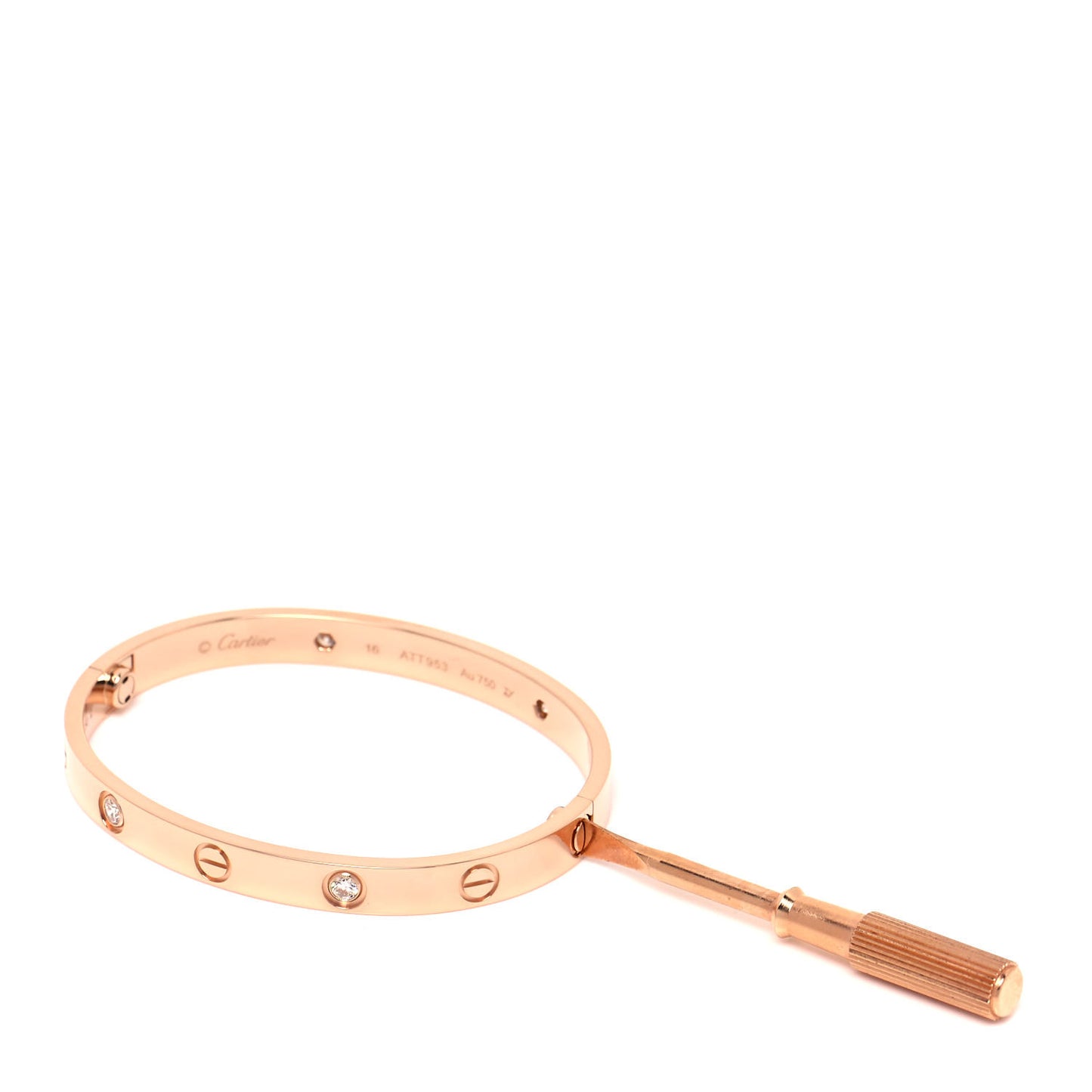 18K Pink Gold 4 Diamond LOVE Bracelet 16