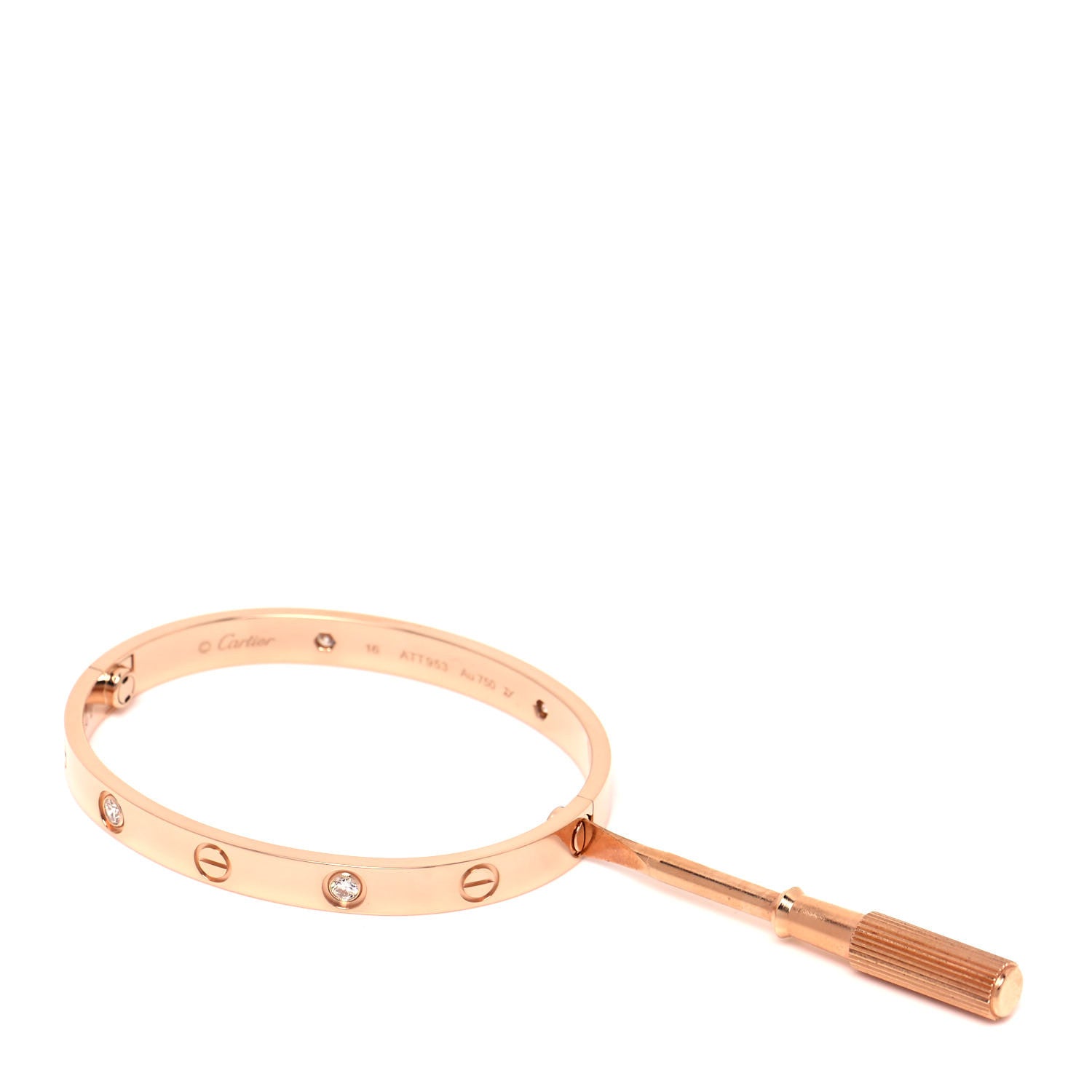 Cartier 18K Pink Gold 4 Diamond LOVE Bracelet 16 5 of 6
