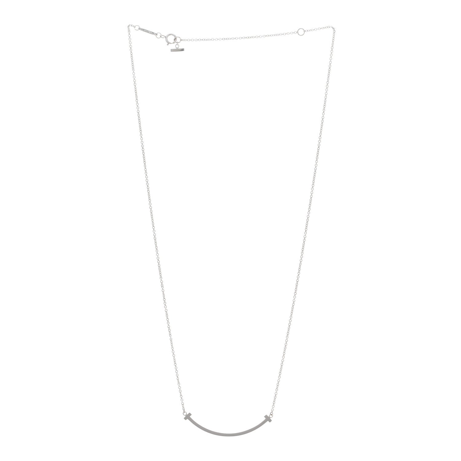 Tiffany 18K White Gold Small T Smile Pendant Necklace 3 of 4