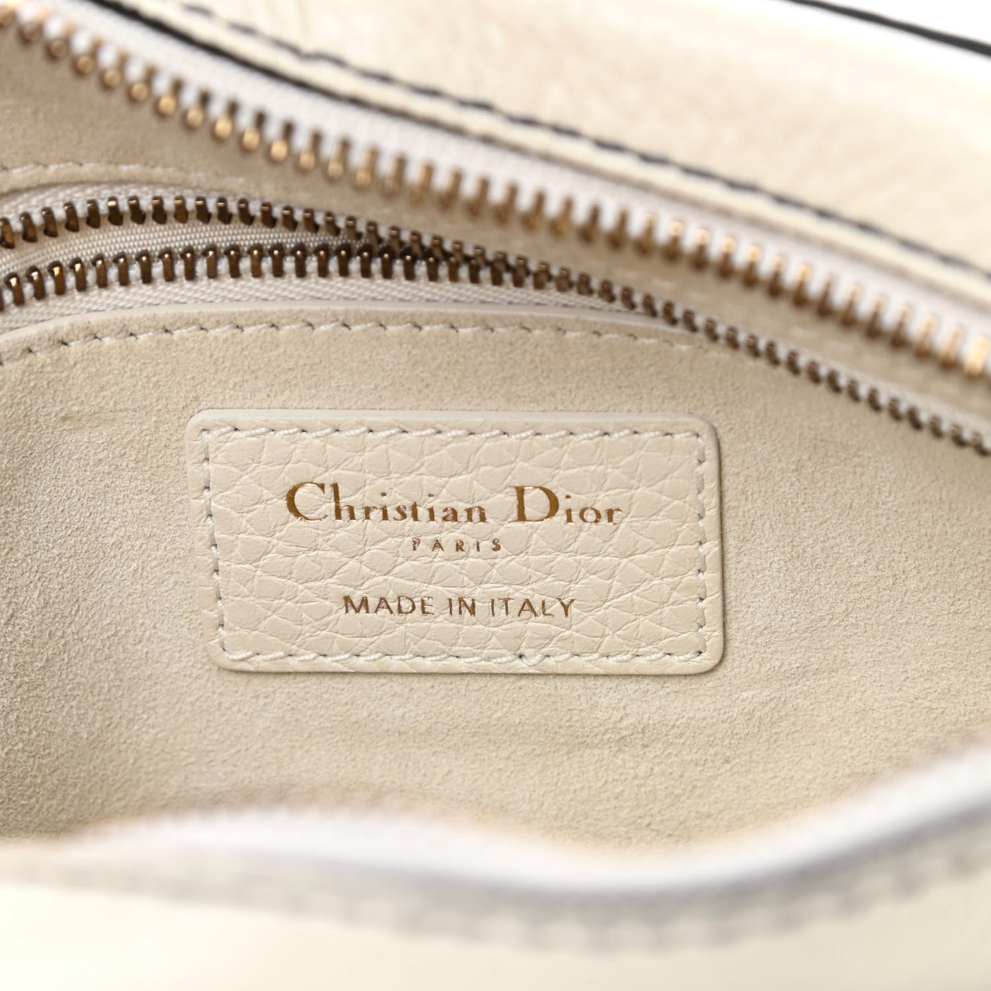 Grained Calfskin J'Adior Camera Case Clutch With Chain White