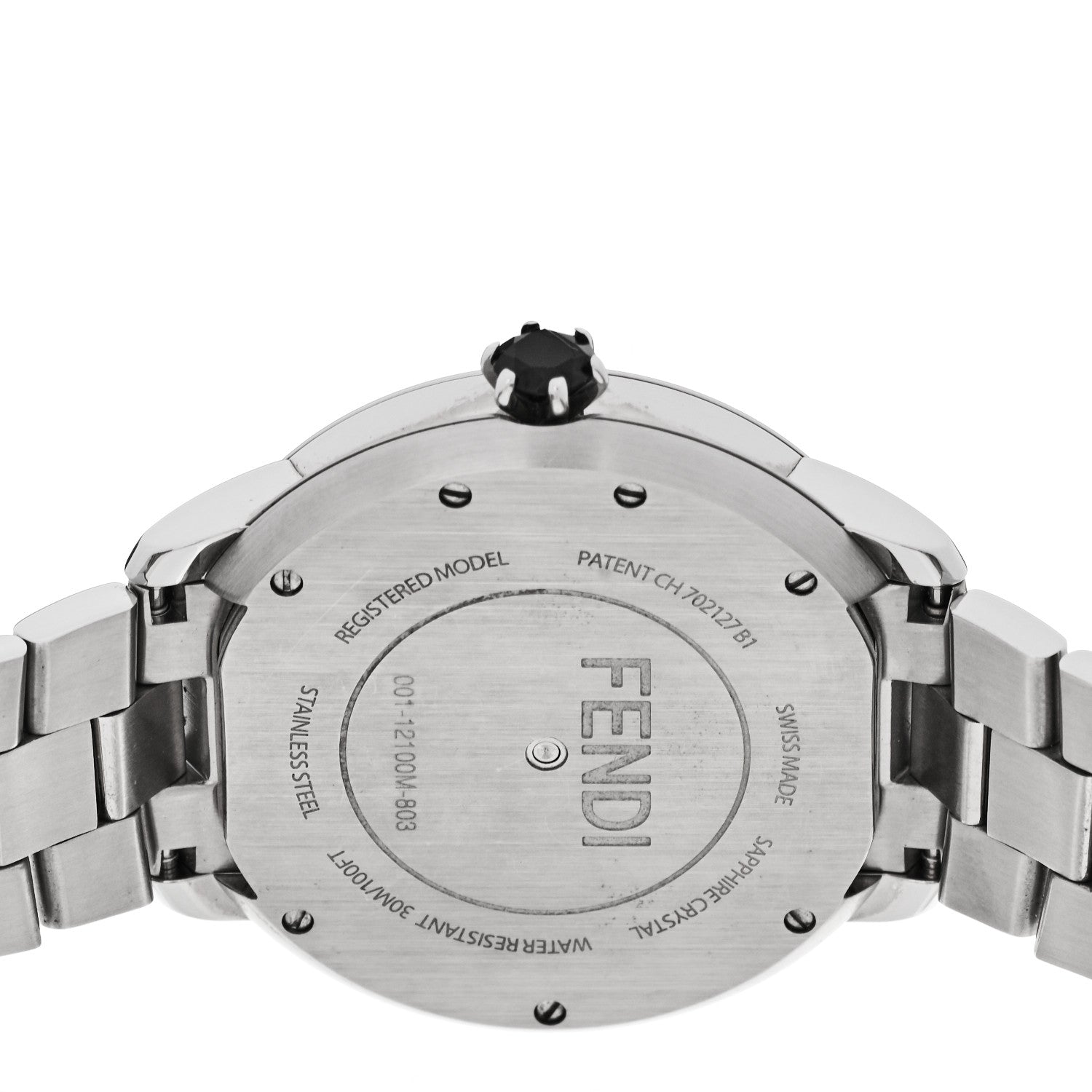 Fendi Stainless Steel Mother of Pearl Topaz Spinel 38mm Ishine Rotating Gem Two Tone Quartz Watch Black 6 of 7