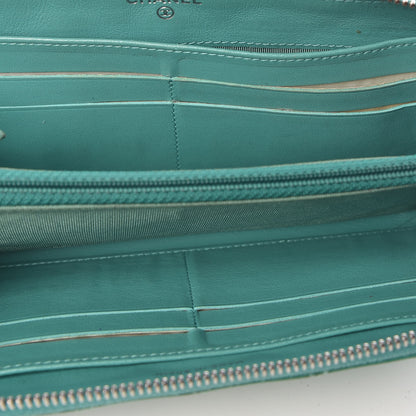 Chanel Patent Calfskin Quilted Large Gusset Zip Around Wallet Green 11 of 19