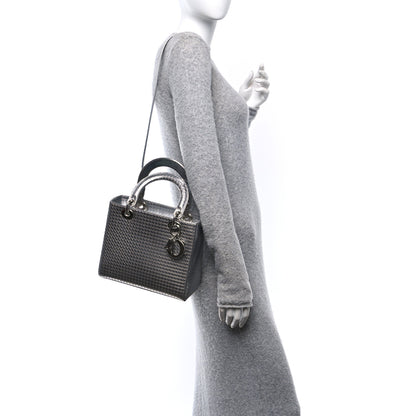 Christian Dior Metallic Patent Micro-Cannage Medium Lady Dior Silver 2 of 10