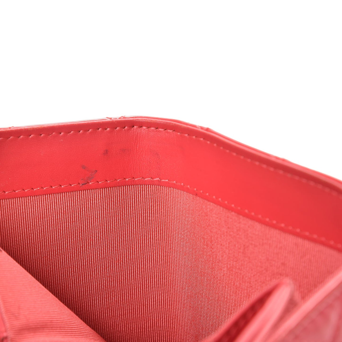 Patent Quilted Compact Zip Wallet Dark Pink