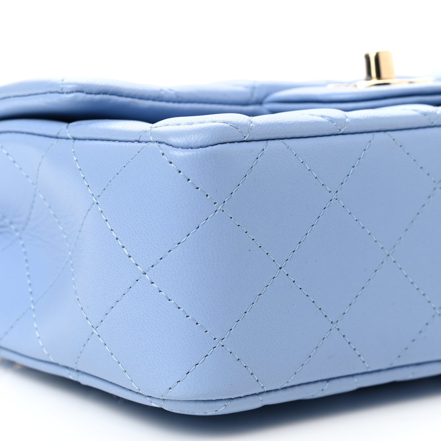 Lambskin Quilted Mini Rectangular Flap Light Blue