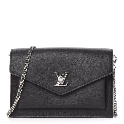 Louis Vuitton Soft Calfskin My Lockme Chain Pochette Black 1 of 12