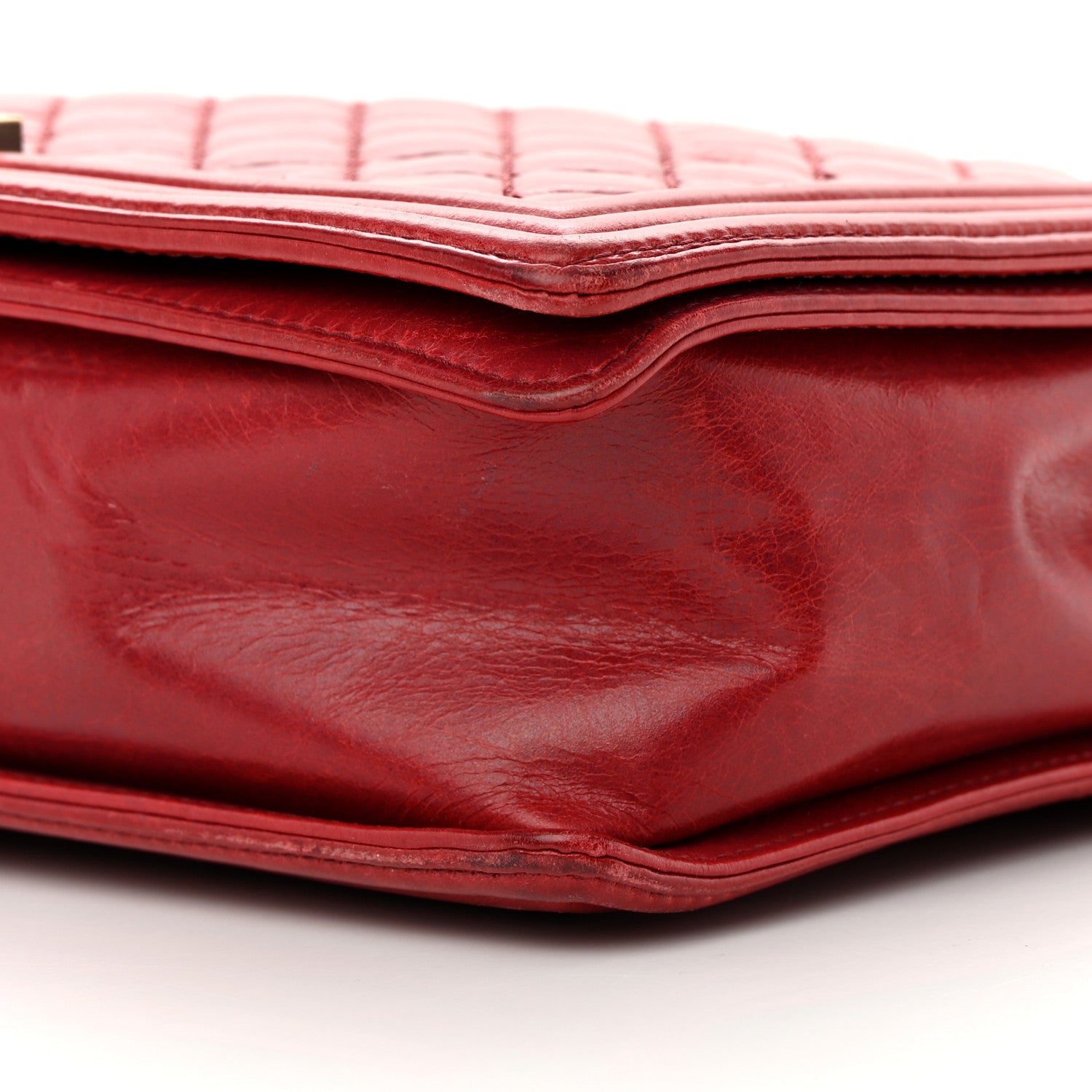 Chanel Aged Glazed Calfskin Quilted Large Boy Flap Red 10 of 18