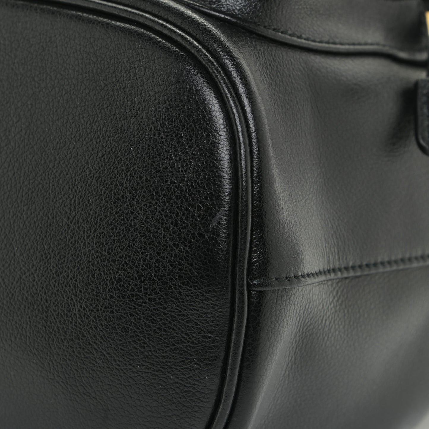 Glace Calfskin Embossed Secchiello Bucket Bag Black