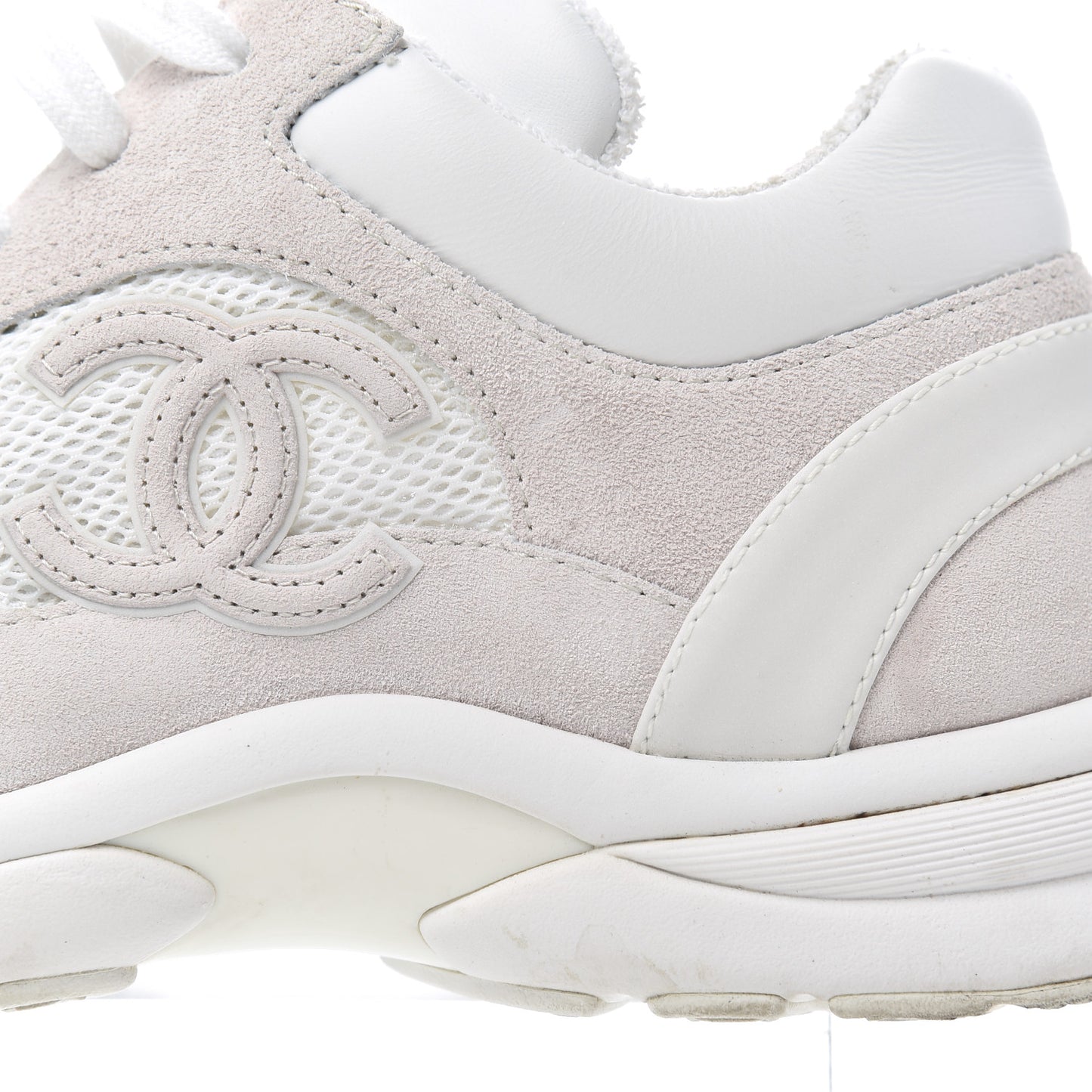 Suede Calfskin CC Sneakers 38.5 Pink White